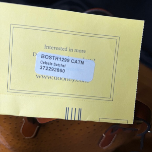 Dooney & Bourke Celeste Satchel Bag Tan Brown Caramel Embossed Ostrich Leather - Picture 4 of 15